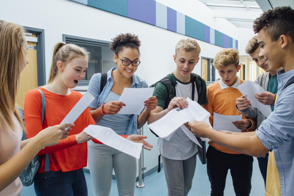 students with their results